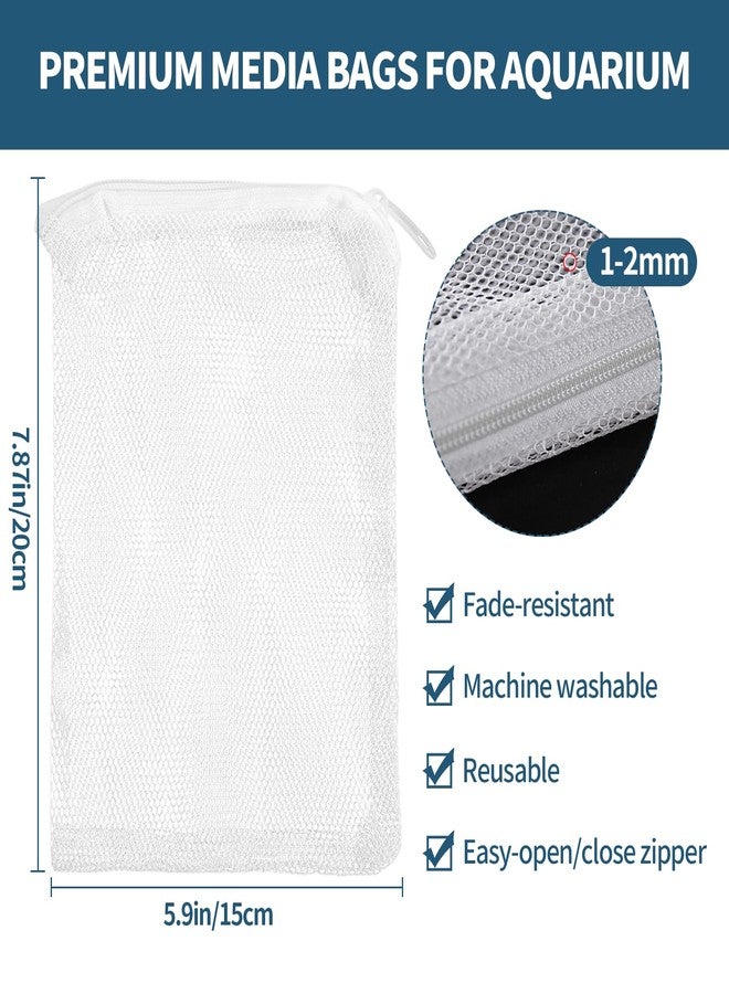 Creztail 10 Pack 7.8 x 5.9 Inch Media Bags for Aquarium, Aquarium Filter Media Bags with Zipper, Fish Tank Fine Mesh Bag for Carbon, Bio Balls, Ceramic Rings, Volcano Rock(White) - Image 2